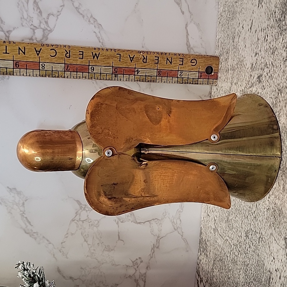 Vintage Brass and Copper Christmas Angel Candle Holder Made in Hong Kong - Picture 6 of 7